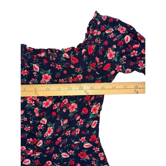 B. Darlin Womens Navy Floral-Printed Mini Fit & Flare Dress Juniors 7/8 Lined - Picture 8 of 11